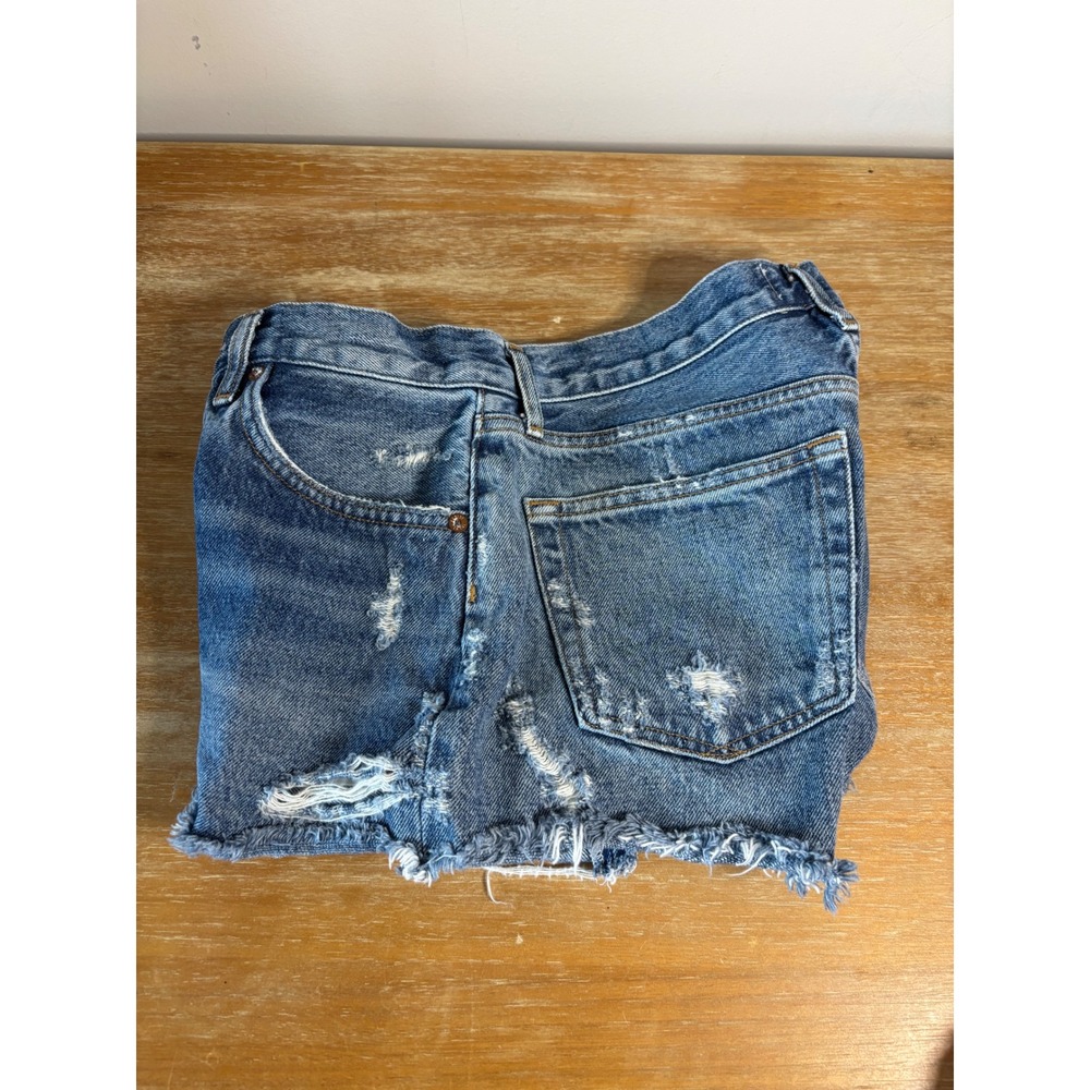 AGOLDE Parker Vintage Cut Off Denim Shorts Blue Distressed 25 A026E-1206 - Picture 8 of 9